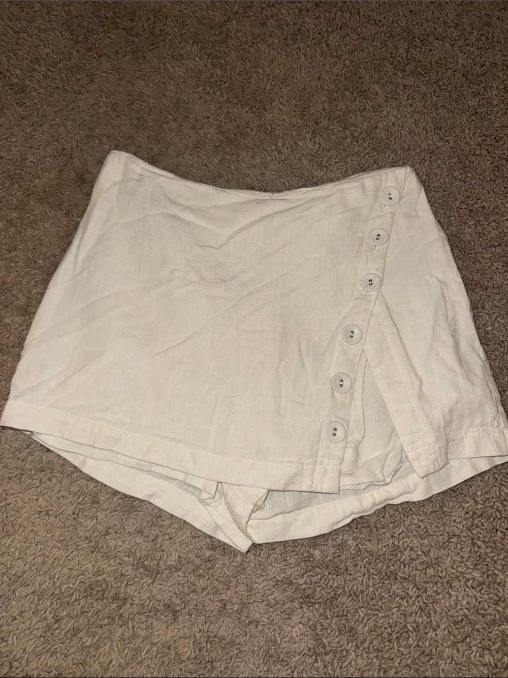 Cotton Candy Cream Button-Front Skater Skort